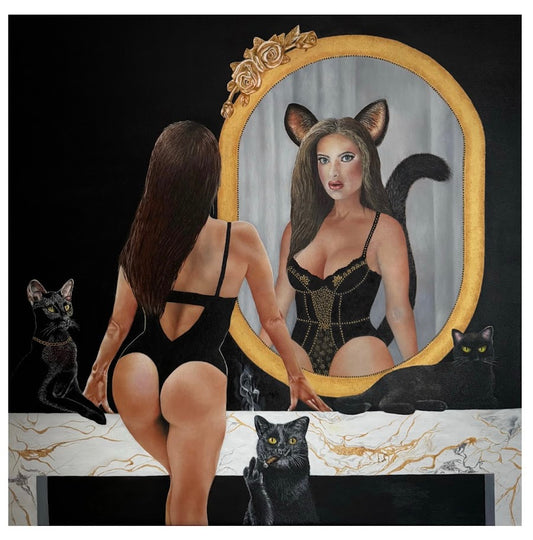 "Black cat energy" Kunstpapir trykk i begrenset opplag