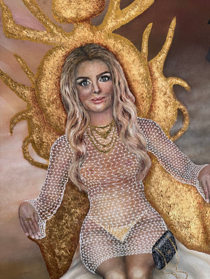 "The power of money" Original oil painting with gold leaf