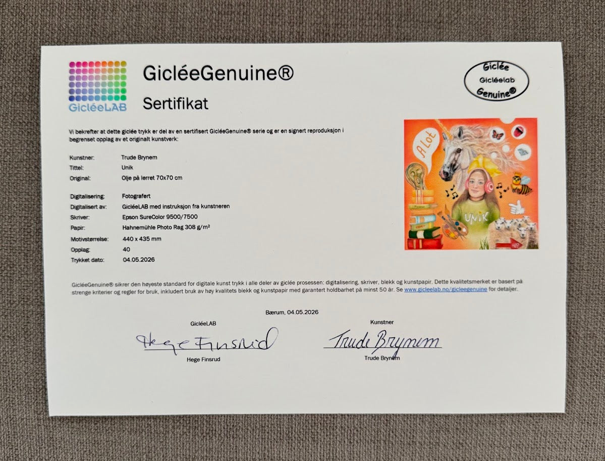 "Unik" Kunstpapir trykk i begrenset opplag