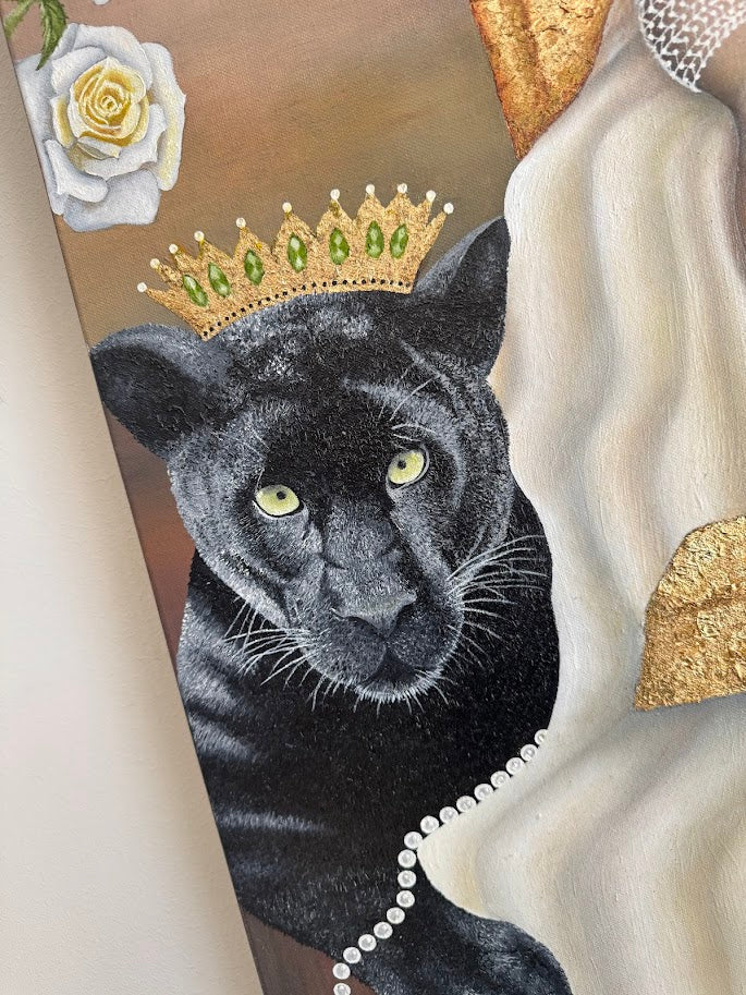 "The power of money" Original oil painting with gold leaf